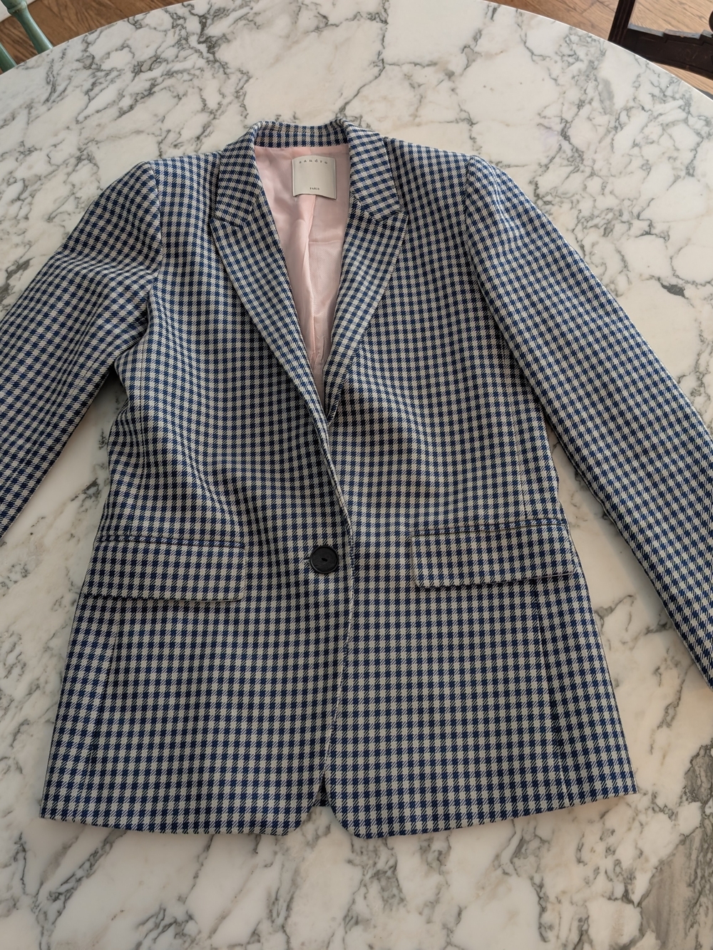 Sandro Pink-Lined Gingham Jacket